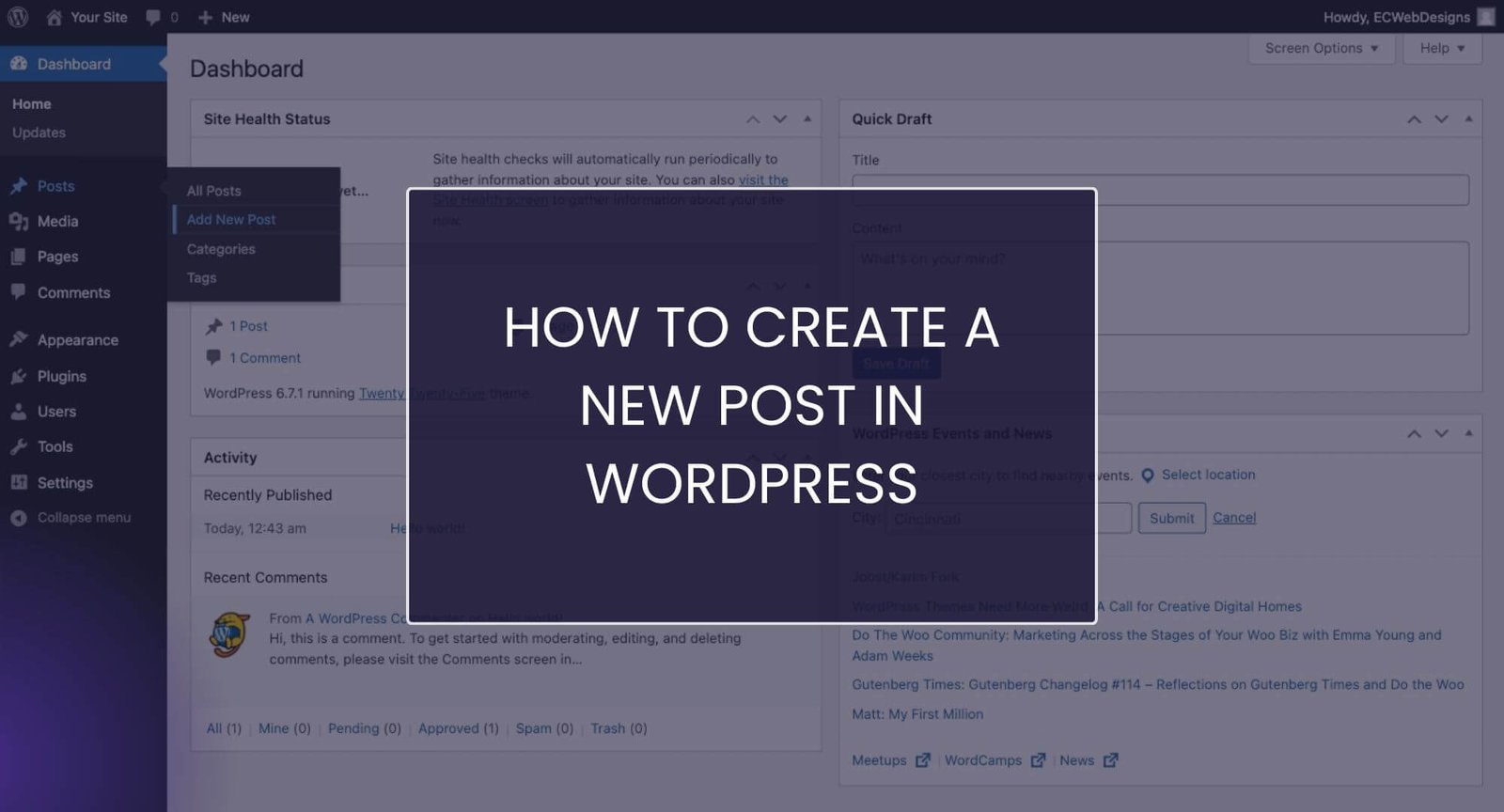 Step-by-step guide to creating a new post or page in WordPress
